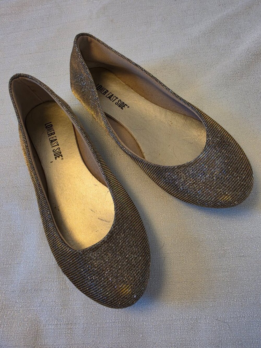 Lower East Side Gold Metallic Sparkle Ballet Flats Size 5